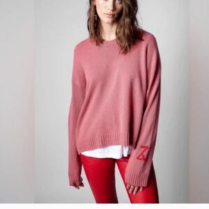 Zadig Voltaire Womens 100% Cashmere Pullover Sweater Size Large Oversized Pink